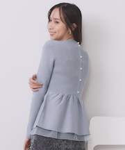 ペプラムチュールレイヤードニット【洗濯機OK】