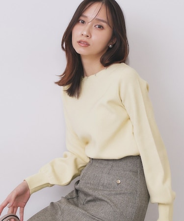 ラメスカラップビジューデザインニット【洗濯機OK】《6col/S～LL》