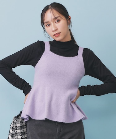 ペプラムニットキャミソール/アンサンブル対応【洗える】