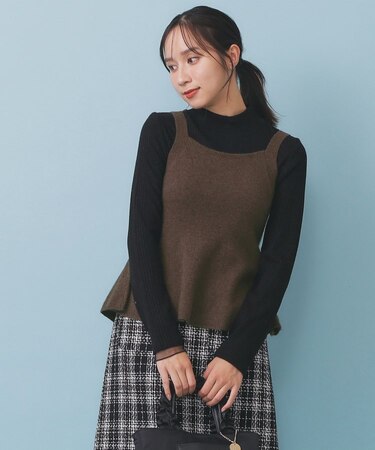 ペプラムニットキャミソール/アンサンブル対応【洗える】