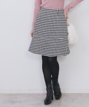 ラメスパンコール千鳥柄ペプラムミニスカート【洗濯機OK/イージーアイロン】