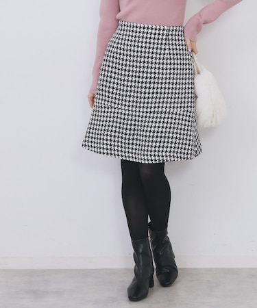 ラメスパンコール千鳥柄ペプラムミニスカート【洗濯機OK/イージーアイロン】