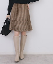 ラメスパンコール千鳥柄ペプラムミニスカート【洗濯機OK/イージーアイロン】