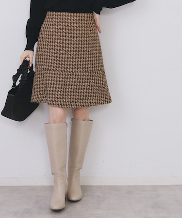 ラメスパンコール千鳥柄ペプラムミニスカート【洗濯機OK/イージーアイロン】