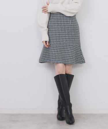 ラメスパンコール千鳥柄ペプラムミニスカート【洗濯機OK/イージーアイロン】