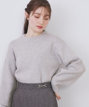 モックネックボクシーラメニット【洗濯機OK】《7col》