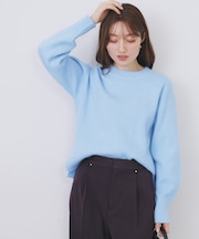 モックネックボクシーラメニット【洗濯機OK】《7col》