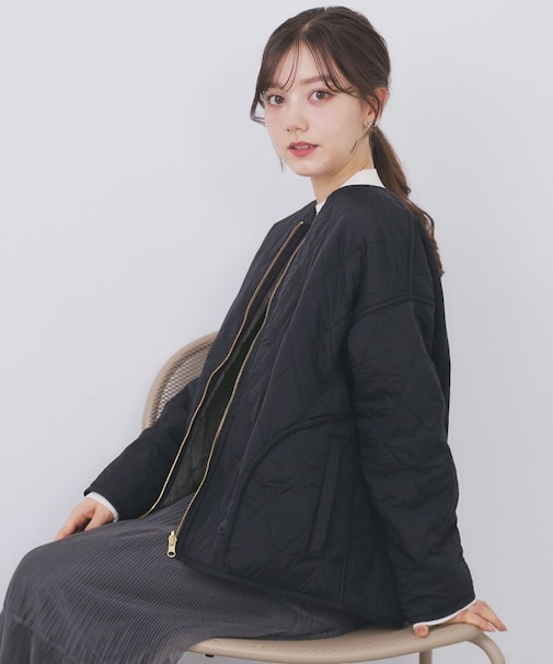 リバーシブル キルティングファーブルゾン【洗濯機OK】