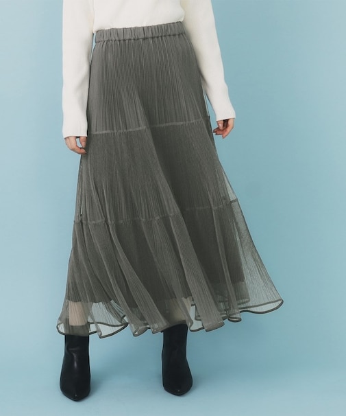 リバーシブルチュールティアードフレアスカート【洗濯機OK】