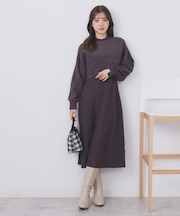 ラメフェザープルオーバーセット ニットワンピース【洗濯機OK】《XS～LL》