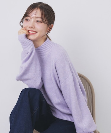 選べる2丈 ハイネックカラーミックスラメニット【洗濯機OK】