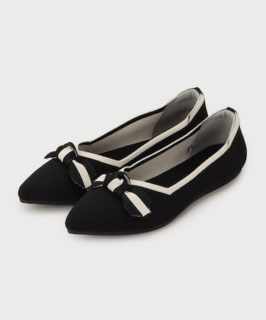 リボンデザインニットパンプス