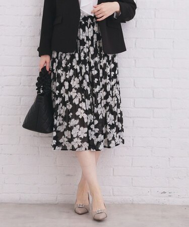 選べる丈 シフォンプリーツスカート【洗濯機OK/イージーアイロン/防シワ】《6col》