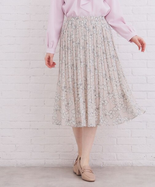 選べる丈 シフォンプリーツスカート【洗濯機OK/イージーアイロン/防シワ】《6col》