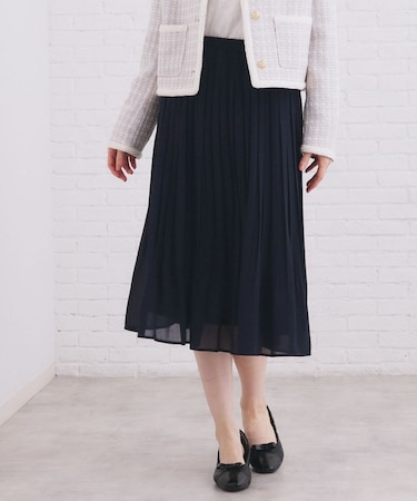 選べる丈 シフォンプリーツスカート【洗濯機OK/イージーアイロン/防シワ】《6col》