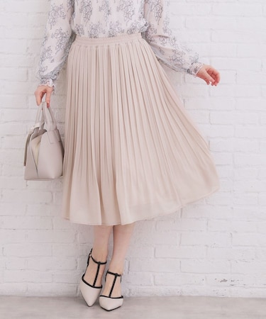 選べる丈 シフォンプリーツスカート【洗濯機OK/イージーアイロン/防シワ】《6col》