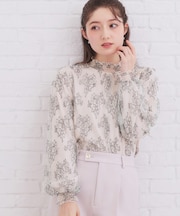 フリルハイネックレーストップス【洗濯機OK】