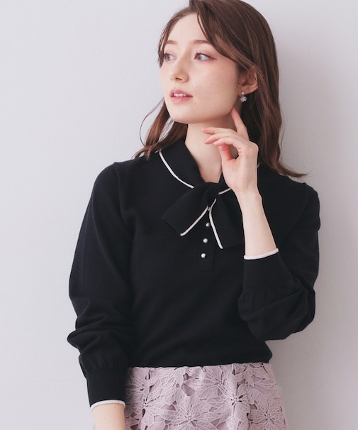 ヘンリーパールミニボウタイニット【洗濯機OK】