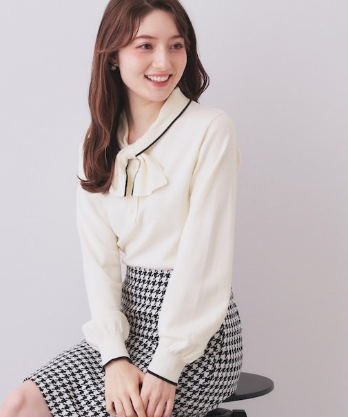 ヘンリーパールミニボウタイニット【洗濯機OK】