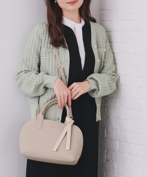 軽量合皮バイカラーミドルボストンバッグ【2WAY】