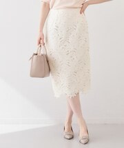 フラワーレースタイトスカート【洗濯機OK】