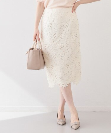 フラワーレースタイトスカート【洗濯機OK】