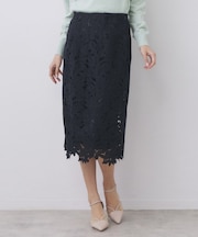 フラワーレースタイトスカート【洗濯機OK】