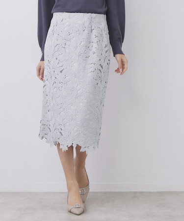 フラワーレースタイトスカート【洗濯機OK】