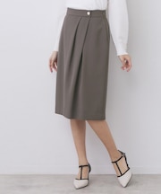 アシンメトリーストレッチタックスカート/セットアップ対応【洗濯機OK/防シワ/イージーアイロン】