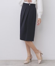 アシンメトリーストレッチタックスカート/セットアップ対応【洗濯機OK/防シワ/イージーアイロン】