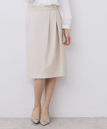 アシンメトリーストレッチタックスカート/セットアップ対応【洗濯機OK/防シワ/イージーアイロン】