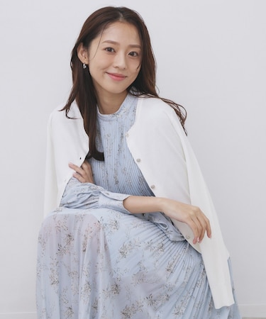 柄編みクルーネックカーディガン【洗濯機OK】《7col》