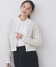 ファンシーヤーントリミングカーディガン【洗濯機OK】