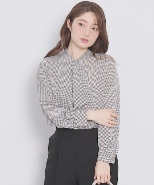 アシンメトリーボウタイブラウス【洗濯機OK/イージーアイロン/防シワ