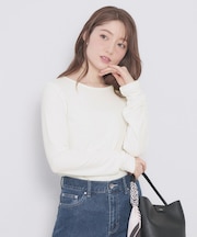 ラメシアーリブトップス【洗濯機OK/接触冷感】