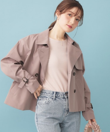 キャンディスリーブショートトレンチコート【洗濯機OK／撥水／防花粉】