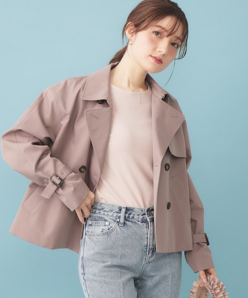 キャンディスリーブショートトレンチコート【洗濯機OK／撥水／防花粉】