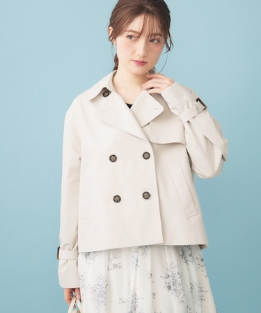 キャンディスリーブショートトレンチコート【洗濯機OK／撥水／防花粉】