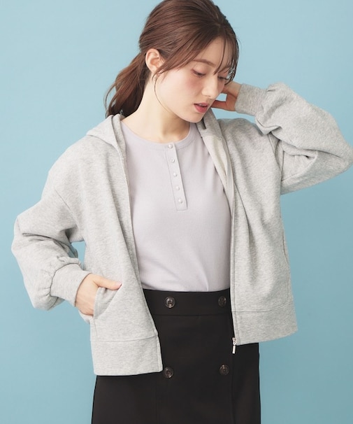 ラメ裏毛コンパクトジップパーカー【洗濯機OK】