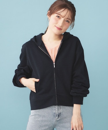 ラメ裏毛コンパクトジップパーカー【洗濯機OK】