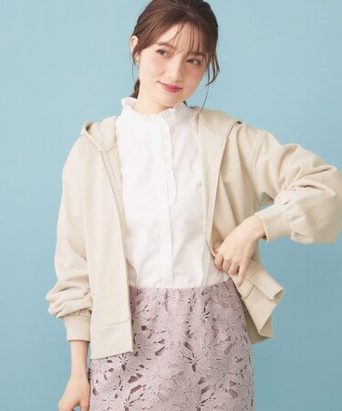 ラメ裏毛コンパクトジップパーカー【洗濯機OK】