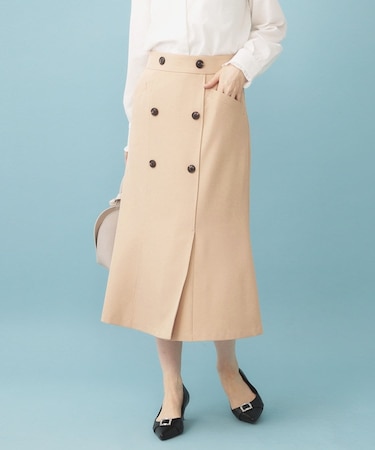 トレンチマーメイドフレアスカート【洗濯機OK/イージーアイロン】