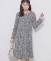 ミックスツィードパネルフレアワンピース【ハンドウォッシャブル／イージーアイロン／ストレッチ】