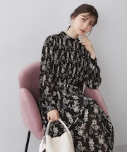 ベルト付きプリーツフレアワンピース【洗濯機OK/イージーアイロン/防シワ】《5col》