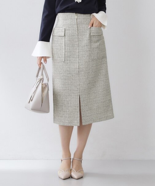フロントジップタイトスカート【洗濯機OK/イージーアイロン】