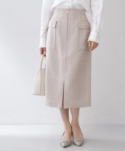 フロントジップタイトスカート【洗濯機OK/イージーアイロン】