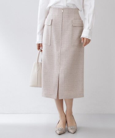 フロントジップタイトスカート【洗濯機OK/イージーアイロン】