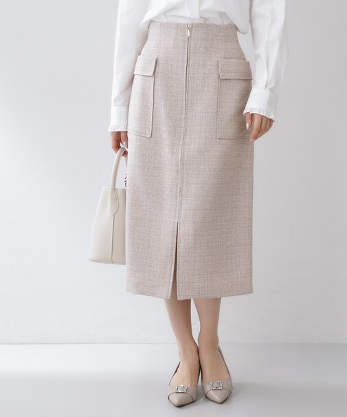 フロントジップタイトスカート【洗濯機OK/イージーアイロン】