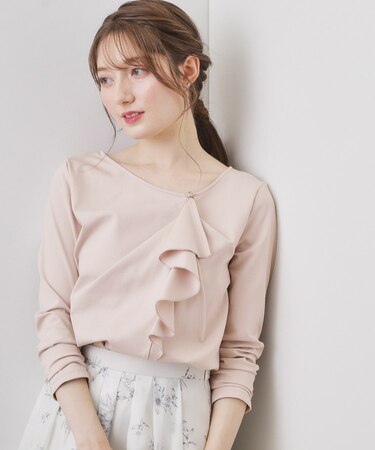 アシメラッフルフリルポンチトップス【洗濯機OK】