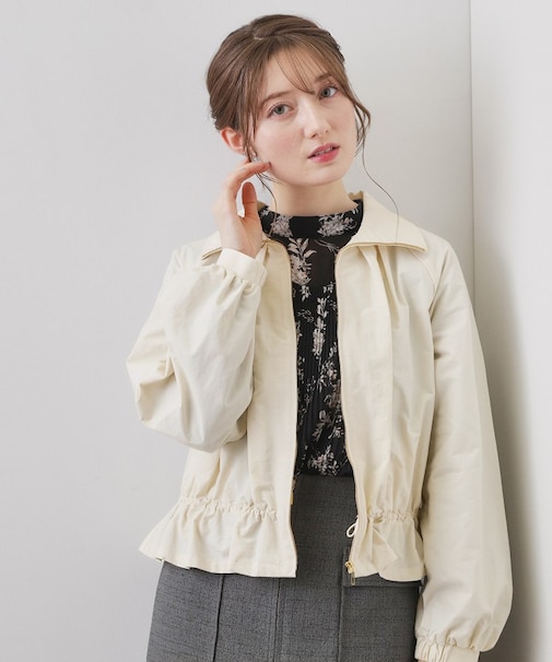 スタンドカラーペプラムブルゾン【洗濯機OK】